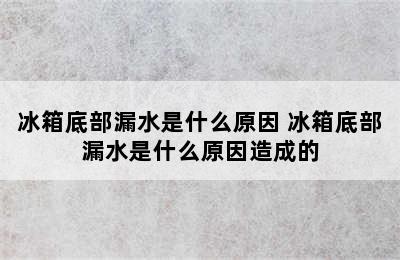 冰箱底部漏水是什么原因 冰箱底部漏水是什么原因造成的